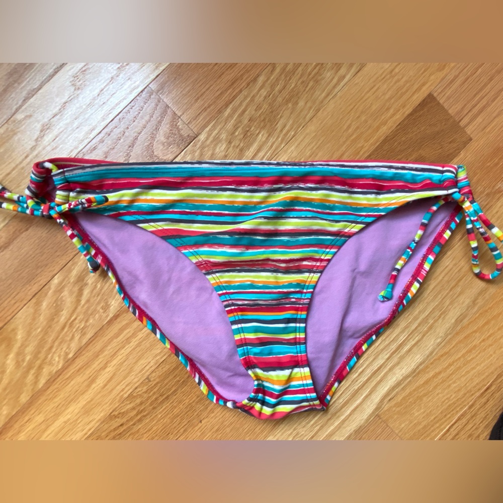 Athleta Bikini Bottom Multicolor Striped (clean medium) (size small)